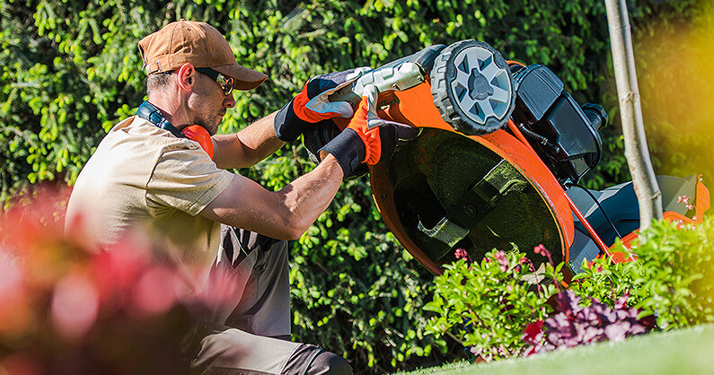 Taking apart a lawn mower